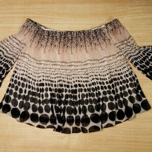 Etiquette Womens Off The Shoulder Cropped Accordion Blouse Small